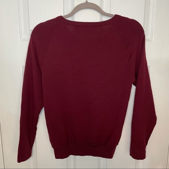 PORTS international vintage crewneck burgundy pullover 100% wool sweater small - Picture 4 of 6